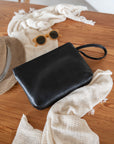 Black Wrist bag | Clutch Leather Bag | Full grain leather handbag