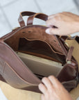 Convertible backpack. Full grain leather backpack. Vegetable tanned leather backpack. Unlined backpack.