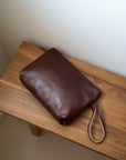 Burgundy Leather Clutch | Burgundy Brown Leather Wrist bag | Full Grain Leather Handbag