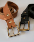 Classic leather belt 35mm bronze or nickel buckle