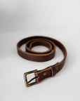 Burgundy brown handmade leather belt