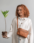 Leather fanny pack. Convertible leather fanny pack. Shoulder bag. Crossbody bag. Full grain leather belt bag. Caramel vegetable tanned leather.
