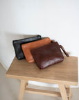 Wrist bag | Clutch Leather Bag | Full grain leather handbag