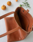 Full grain leather tote. Laptop bag. Vegetable tanned leather shoulder bag.