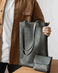 Full grain leather tote. Laptop bag. Vegetable tanned leather shoulder bag.
