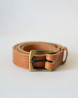 caramel leather slim belt