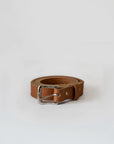 caramel nickel buckle leather belt