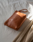 Caramel Wrist bag | Clutch Leather Bag | Full grain leather handbag