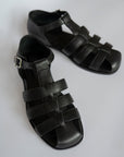black leather sandals for women
