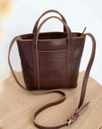burgundy brown leather .Full grain leather mini tote bag. Vegetable tanned leather shoulder bag. Leather brown purse.