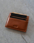 leather card holder caramel