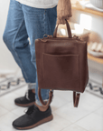 Convertible backpack. Full grain leather backpack. Vegetable tanned leather backpack. Unlined backpack.
