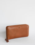 zippered leather wallet caramel