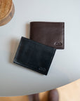 leather wallet chocolate and black
