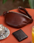 leather wallet chocolate nogal