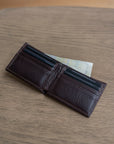 leather wallet chocolate interior