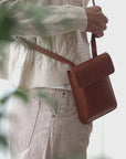 Mini leather bag. Shoulder bag. Full grain leather bag. Vegetable tanned leather purse.