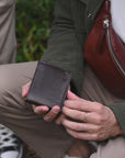 leather wallet chocolate nogal