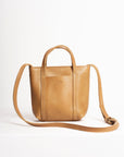 Full grain leather mini tote bag. Vegetable tanned leather shoulder bag. Leather yellow purse.
