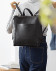 Convertible backpack. Full grain leather backpack. Vegetable tanned leather backpack. Unlined backpack.