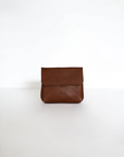Leather small pouch brown burgundy