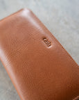 leather wallet for women caramel detail