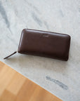 Leather wallet for women chocolate