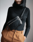 Leather fanny pack. Convertible leather fanny pack. Shoulder bag. Crossbody bag. Full grain leather belt bag. Vegetable tanned leather.