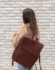 Full grain leather backpack. Vegetable tanned leather backpack. Laptop backpack. Unlined backpack.