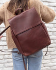 Full grain leather backpack. Vegetable tanned leather backpack. Laptop backpack. Unlined backpack.