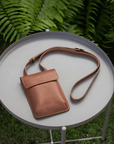 Mini leather bag. Shoulder bag. Full grain leather bag. Vegetable tanned leather purse.