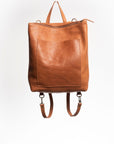 Convertible backpack. Full grain leather backpack. Vegetable tanned leather backpack. Unlined backpack.
