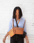 Leather fanny pack. Convertible leather fanny pack. Shoulder bag. Crossbody bag. Full grain leather belt bag. Vegetable tanned leather.
