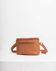 Leather fanny pack. Convertible leather fanny pack. Shoulder bag. Crossbody bag. Full grain leather belt bag. Caramel vegetable tanned leather.