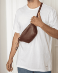 Leather fanny pack. Full grain leather belt bag. Vegetable tanned leather.