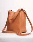 Full grain leather mini tote bag. Vegetable tanned leather shoulder bag. Crossbody bag. Leather purse.