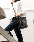 Full grain leather mini tote bag. Vegetable tanned leather shoulder bag. Crossbody bag. Leather purse.
