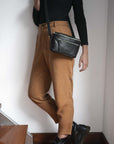 Leather fanny pack. Convertible leather fanny pack. Shoulder bag. Crossbody bag. Full grain leather belt bag. Vegetable tanned leather.