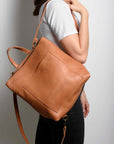 Convertible backpack. Full grain leather backpack. Vegetable tanned leather backpack. Unlined backpack.