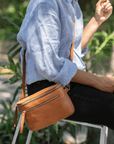 Leather fanny pack. Convertible leather fanny pack. Shoulder bag. Crossbody bag. Full grain leather belt bag. Vegetable tanned leather.