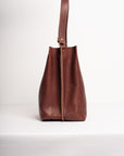 Full grain leather mini tote bag. Vegetable tanned leather shoulder bag. Crossbody bag. Leather brown burgundy purse.