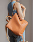 Full grain leather backpack. Vegetable tanned leather backpack. Unlined backpack.