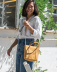 Full grain leather mini tote bag. Vegetable tanned leather shoulder bag. Leather purse.