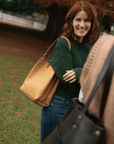 Full grain leather mini tote bag. Vegetable tanned leather shoulder bag. Crossbody bag. Leather purse.