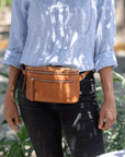Leather fanny pack. Convertible leather fanny pack. Shoulder bag. Crossbody bag. Full grain leather belt bag. Vegetable tanned leather.