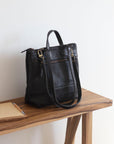 Convertible backpack. Full grain leather backpack. Vegetable tanned leather backpack. Unlined backpack.