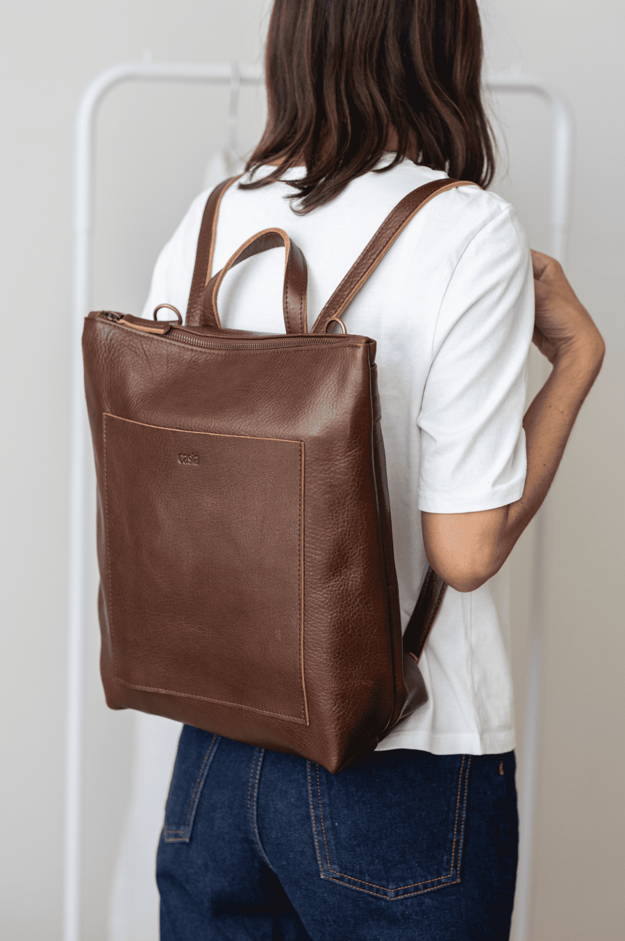 Convertible backpack. Full grain leather backpack. Vegetable tanned leather backpack. Unlined backpack.