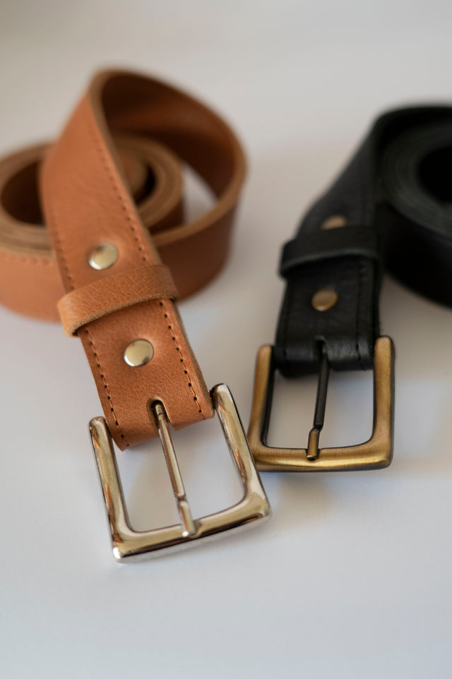 Classic leather belt 35mm bronze or nickel buckle 