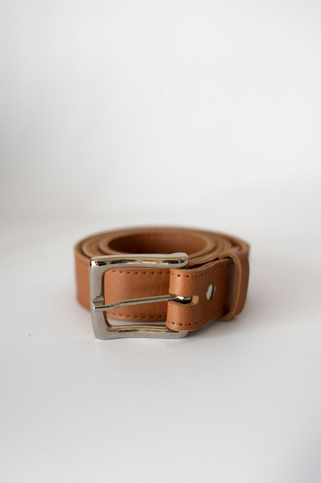 Classic leather belt 35mm caramel nickel buckle