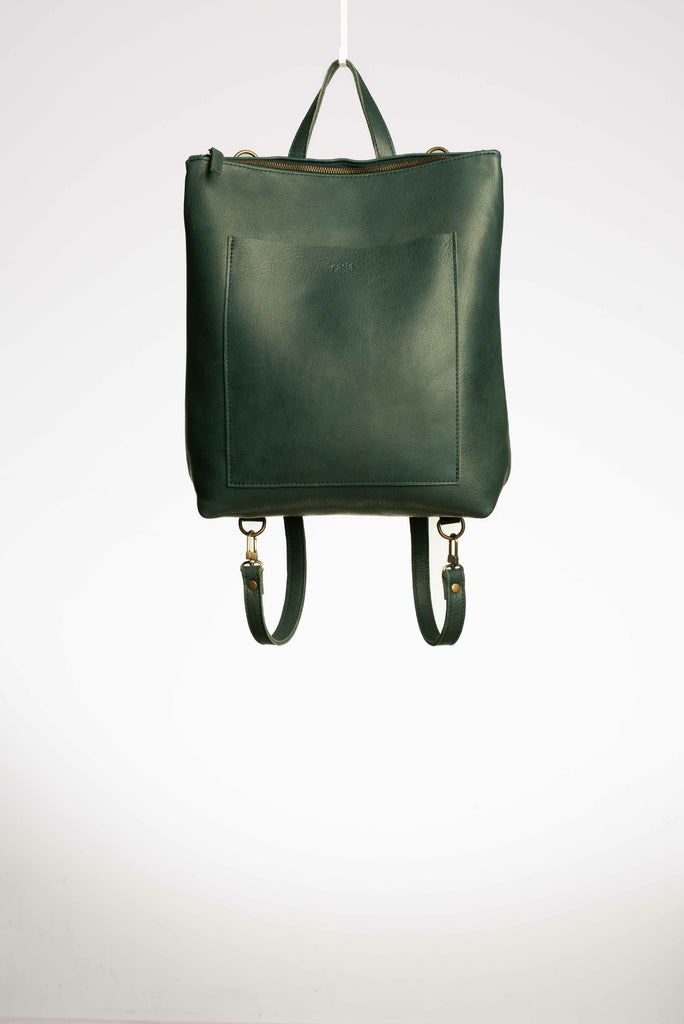 Convertible backpack. Full grain leather backpack. Vegetable tanned leather backpack. Laptop backpack. Unlined backpack.